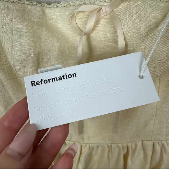 Reformation Malvina Fit & Flare Dress in Sugar 100% Linen Size 2 NWT - Picture 3 of 6